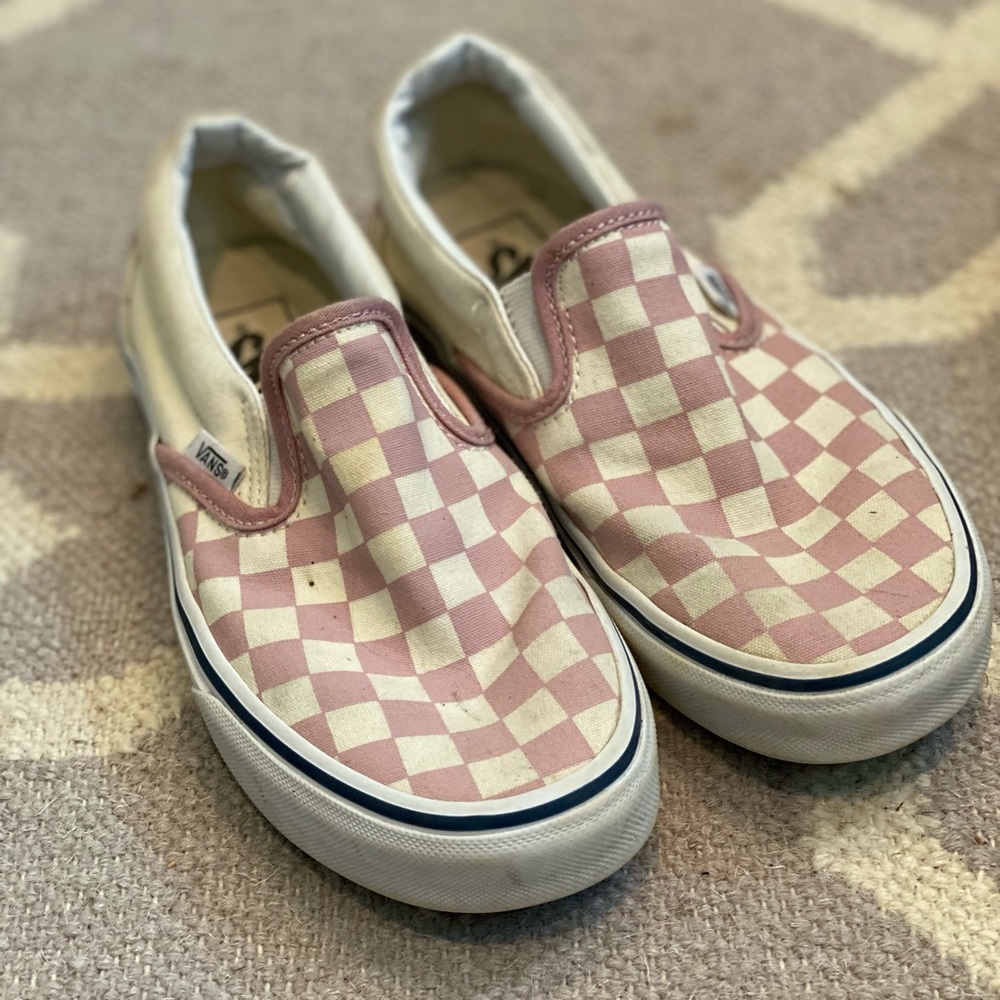 Vans Pink Checkered Slip On Sneakers